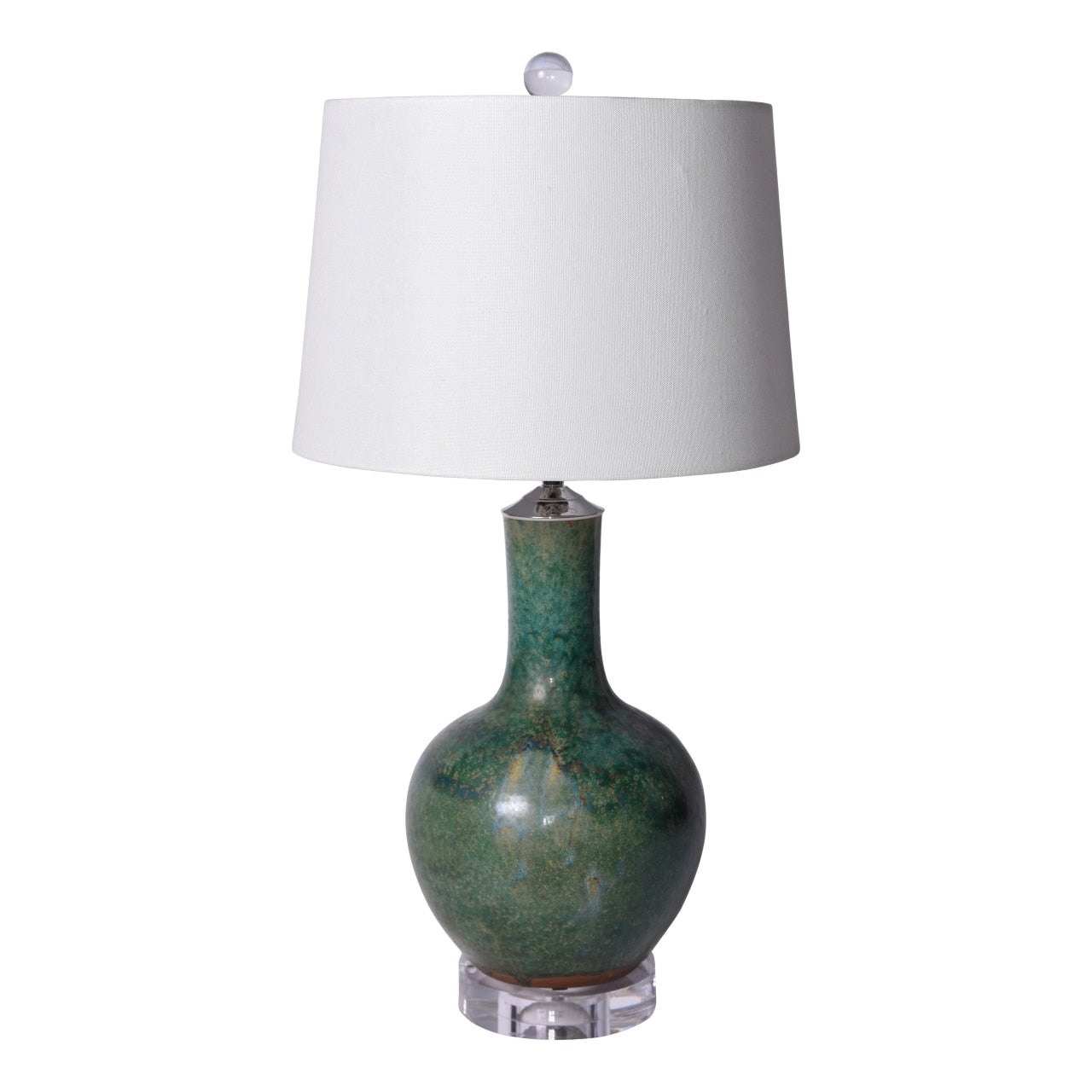 Legend of Asia Speckled Green Globular Vase Lamp