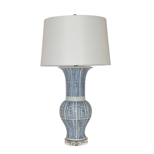 Blue And White Siam Symbol Ballaster Lamp by Legend Of Asia