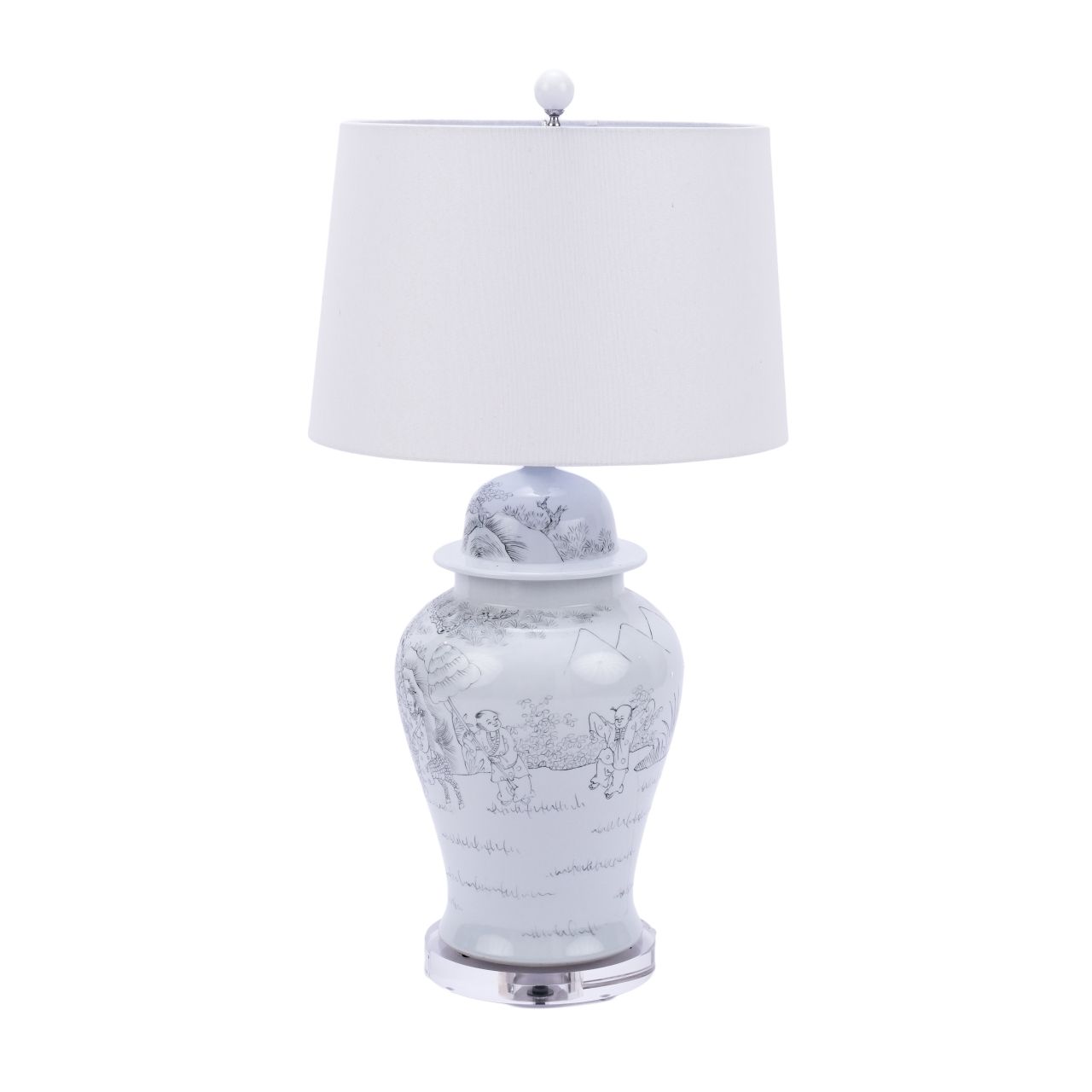 Ink Painting Playful Kids Temple Jar Lamp By Legends Of Asia