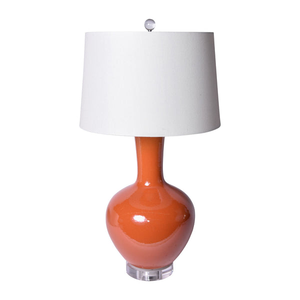 Orange Crackle Globular Vase Table Lamp By Legends Of Asia