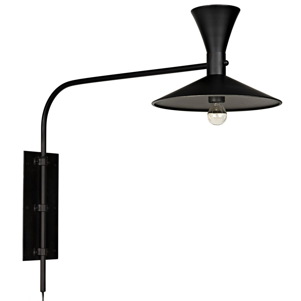 Noir Enzo Sconce, Black Steel