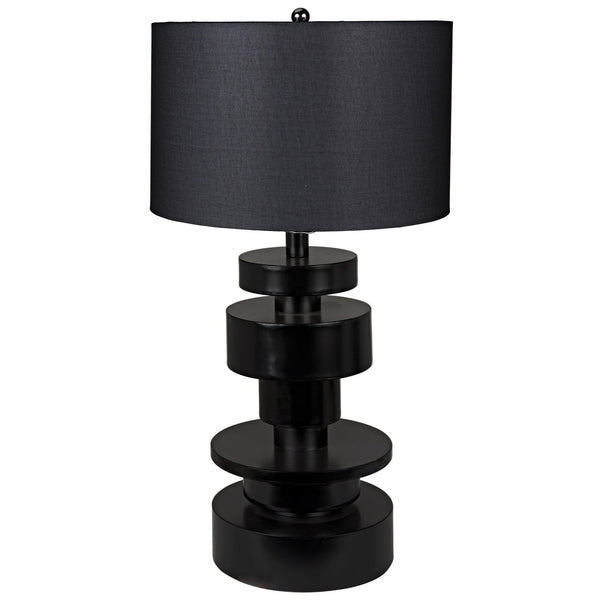 Noir Wilton Table Lamp, Black Steel With Shade