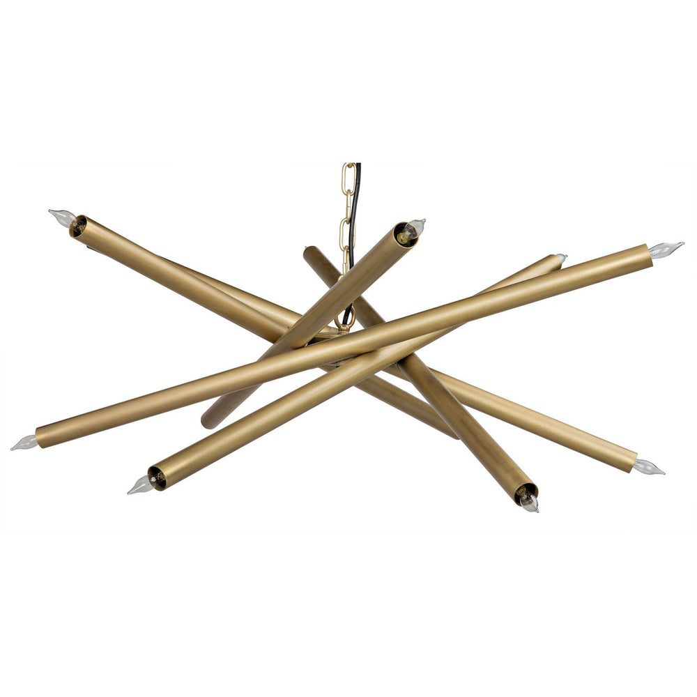 Noir Ikram Chandelier, Small, Metal With Brass Finish