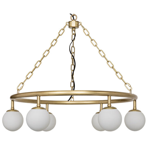 Noir Modena Chandelier, Small, Metal With Brass Finish