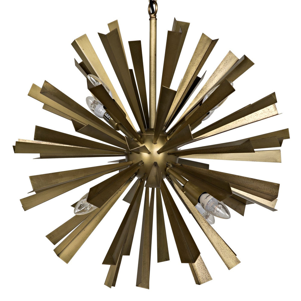 Noir Bero Chandelier, Metal With Brass Finish