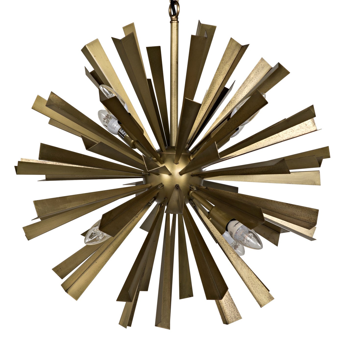 Noir Bero Chandelier, Metal With Brass Finish