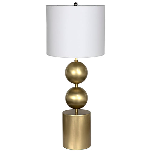 Noir Tulum Table Lamp With Shade, Metal With Brass Finish