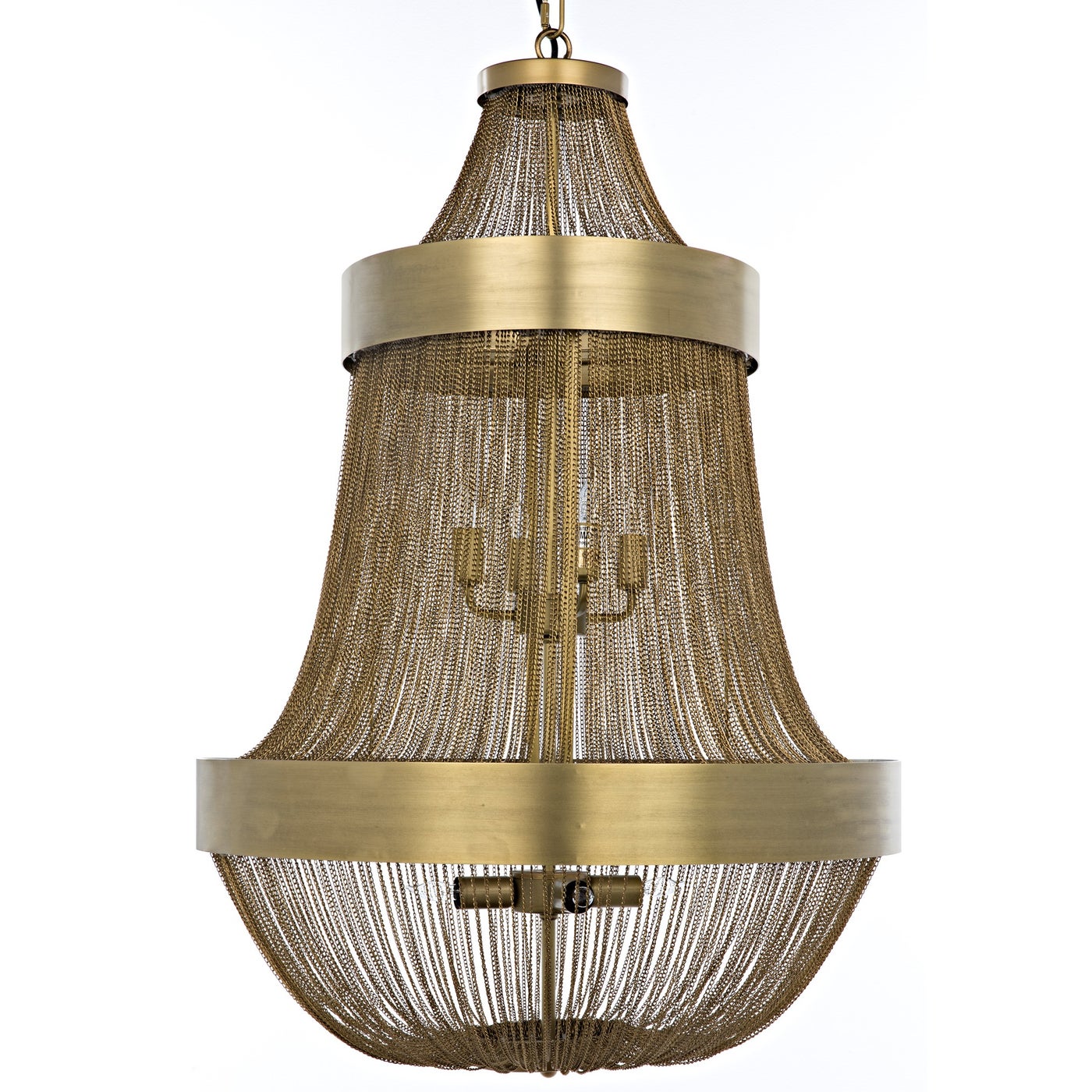 Noir Pavilion Chandelier, Metal With Brass Finish