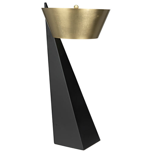 Noir Claudius Table Lamp, Steel With Brass Finish