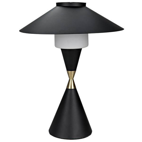 Noir Lucia Table Lamp, Black Steel With Mb Detail