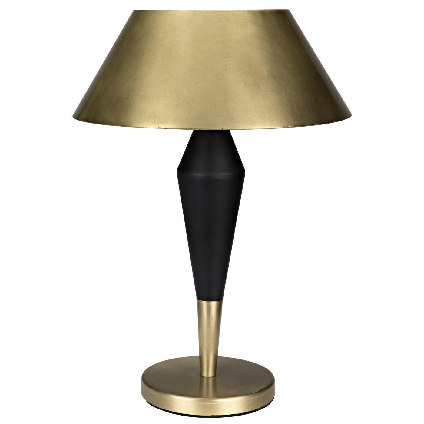 Noir Blau Table Lamp, Steel With Brass Finish And Black Steel Detail