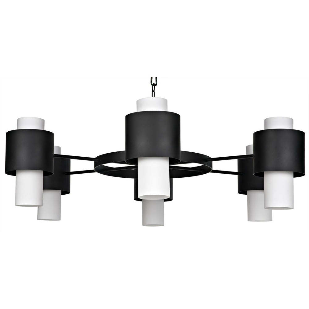 Noir Socrates Chandelier, Steel With Black Finish