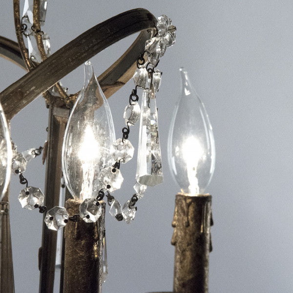 Zentique Garland Chandelier Weathered Finish, Gold Leaf Metal