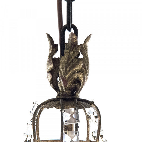 Zentique Corette Hanging Light Weathered Finish, Gold Leaf Metal