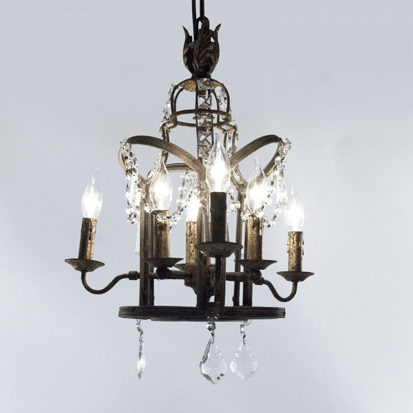 Zentique Garland Chandelier Weathered Finish, Gold Leaf Metal