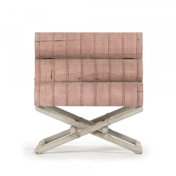 Zentique Lyle Side Table Off White, Muted Red, Gold Leaf