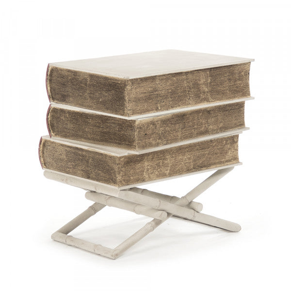 Zentique Lyle Side Table Off White, Muted Red, Gold Leaf