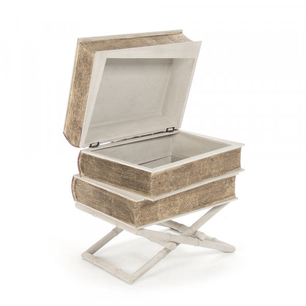 Zentique Lyle Side Table Off White, Muted Red, Gold Leaf