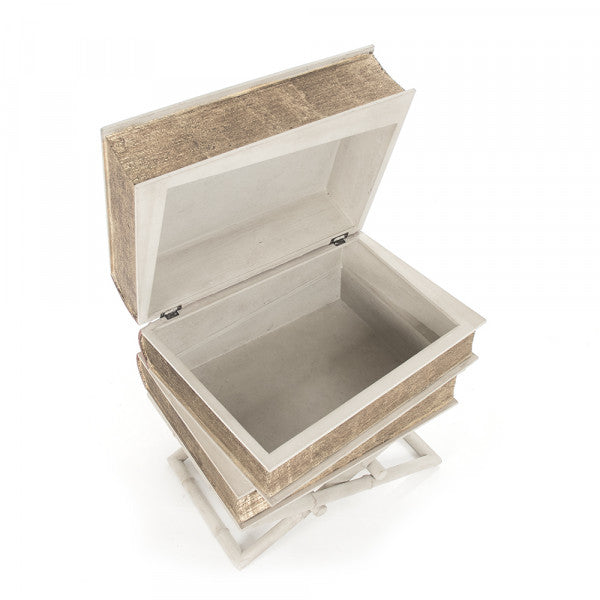 Zentique Lyle Side Table Off White, Muted Red, Gold Leaf