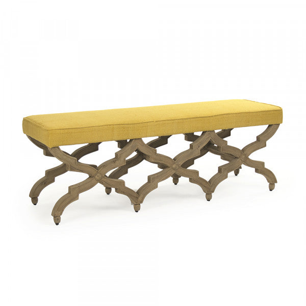 Zentique Judith Bench (Yellow) Natural, Yellow Raw Silk
