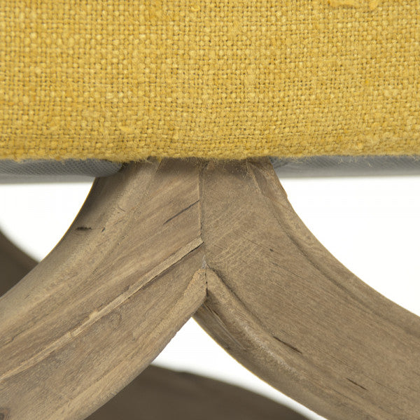 Zentique Judith Bench (Yellow) Natural, Yellow Raw Silk