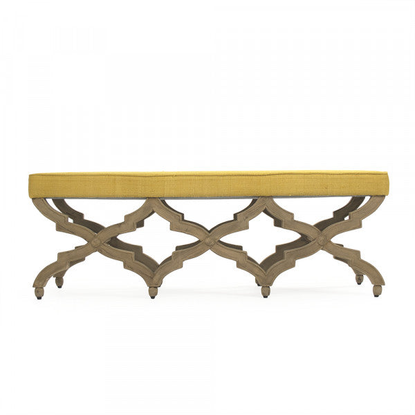 Zentique Judith Bench (Yellow) Natural, Yellow Raw Silk