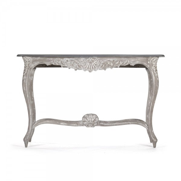 Zentique Reuben Table Grey Top, Distressed Base