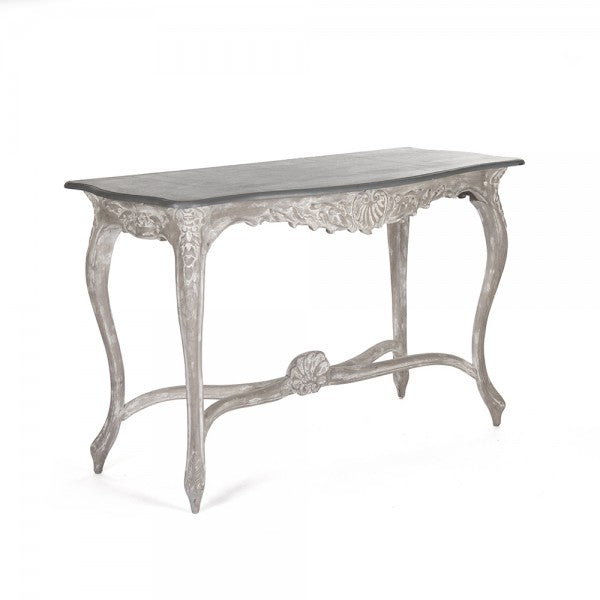 Zentique Reuben Table Grey Top, Distressed Base