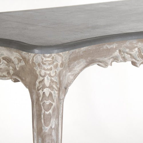 Zentique Reuben Table Grey Top, Distressed Base