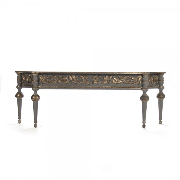 Zentique Adrian Table Olive Grey, Gold Leaf Details