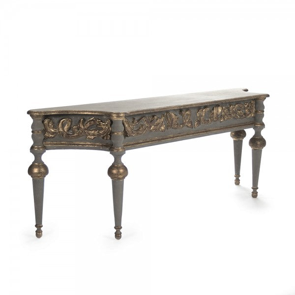 Zentique Adrian Table Olive Grey, Gold Leaf Details
