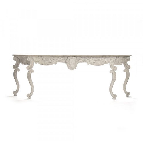 Zentique Abraham Table Natural Top, Distressed Off White Base