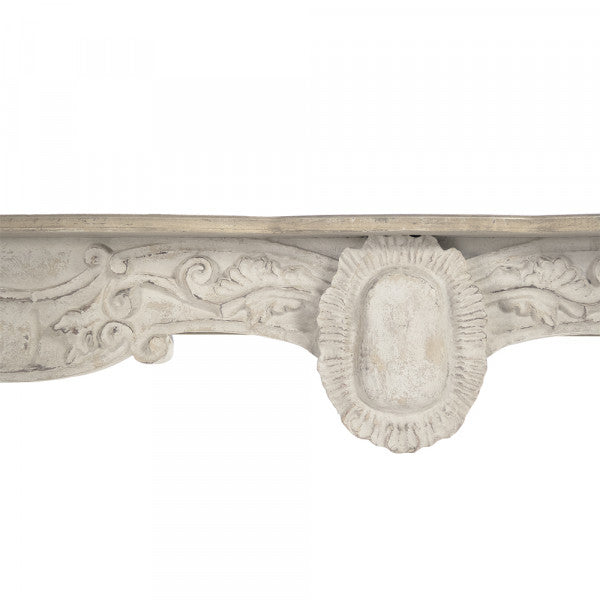 Zentique Abraham Table Natural Top, Distressed Off White Base