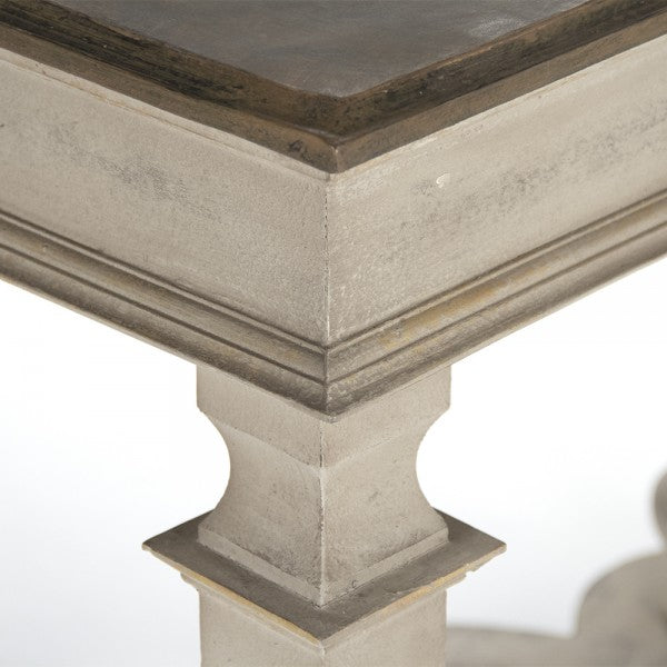 Zentique Tiffany Table Distressed Brown Top, Distressed Off White Base