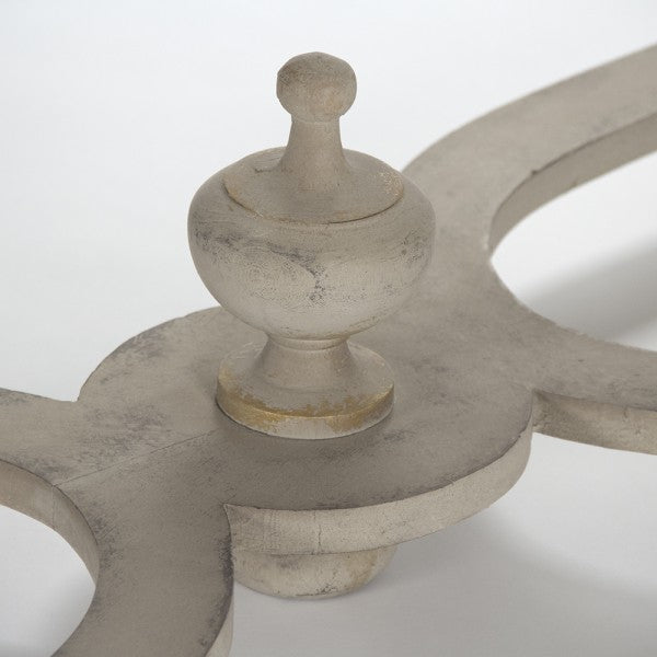 Zentique Tiffany Table Distressed Brown Top, Distressed Off White Base