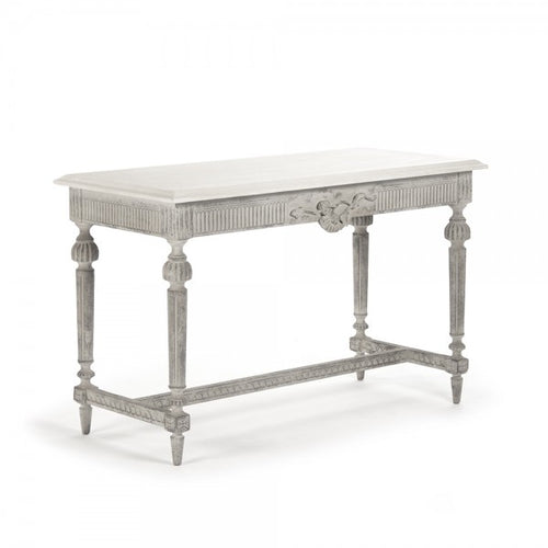 Zentique Moses Console Table White Top, Distressed Grey Base