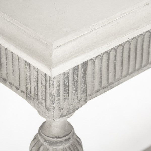 Zentique Moses Console Table White Top, Distressed Grey Base
