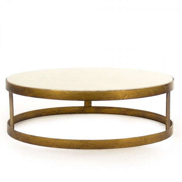 Zentique Fae Coffee Table (Set Of 2) Gold Leaf/Cream Marble