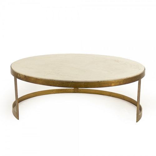 Zentique Fae Coffee Table (Set Of 2) Gold Leaf/Cream Marble