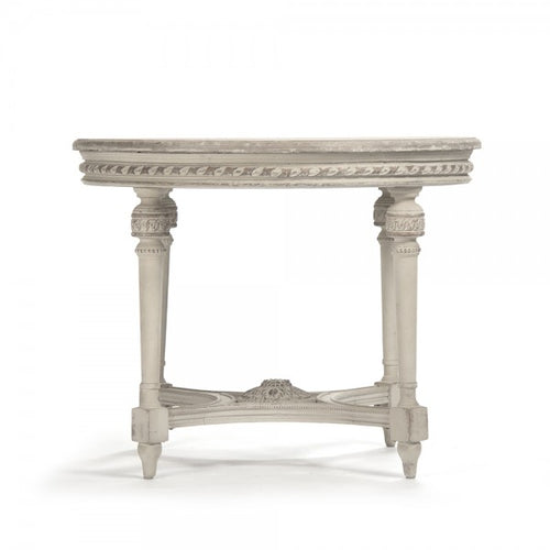 Zentique Bence Table Weathered Top, Distressed Cream Base
