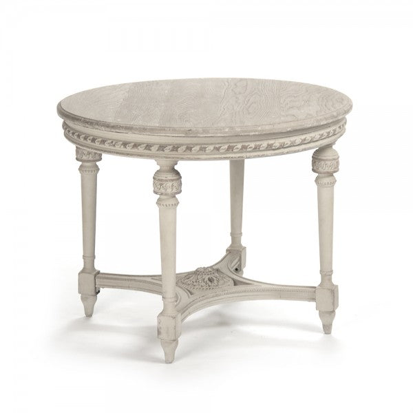Zentique Bence Table Weathered Top, Distressed Cream Base