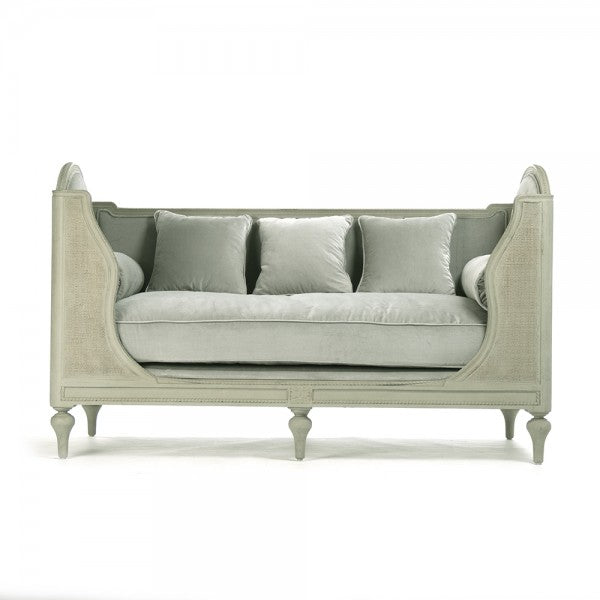 Zentique Winni Daybed Distressed Grey/Green, Light Grey/Green Velvet