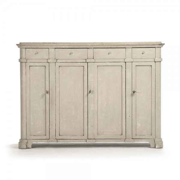 Zentique Danil Cabinet Distressed Top, Antique Beige Base