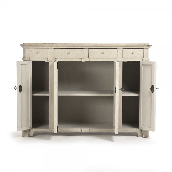 Zentique Danil Cabinet Distressed Top, Antique Beige Base