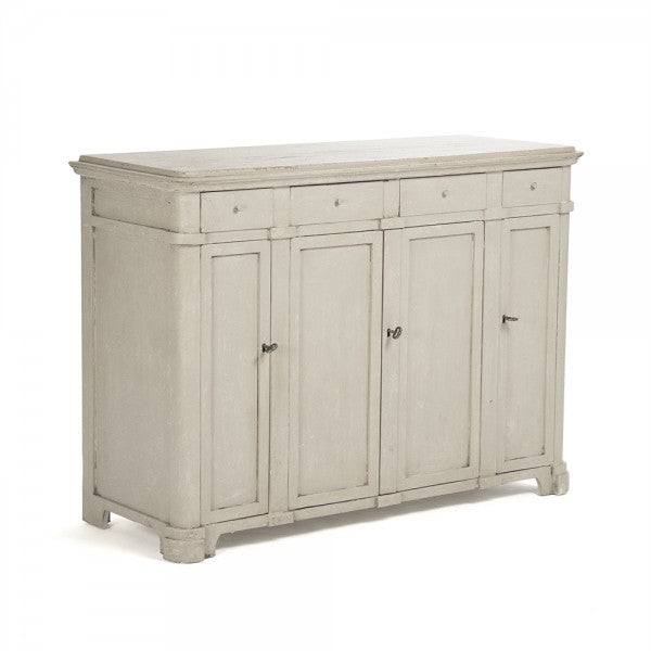 Zentique Danil Cabinet Distressed Top, Antique Beige Base