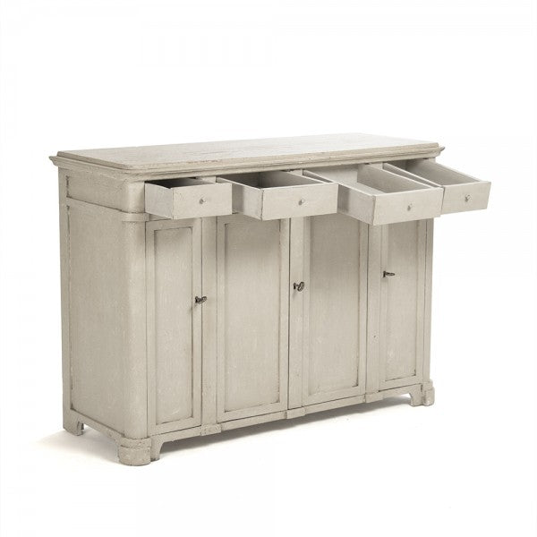 Zentique Danil Cabinet Distressed Top, Antique Beige Base
