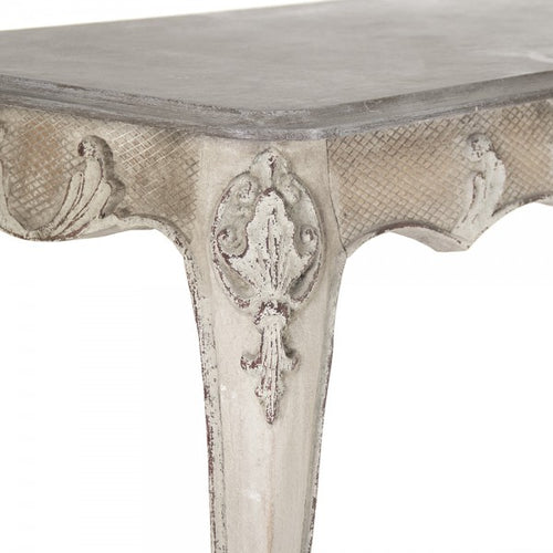 Zentique Gerome Console Gunsmoke Grey Top, Distressed Taupe Base