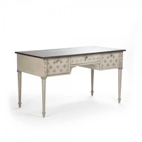 Zentique Sergei Desk Chocolate Brown Top/Taupe And Grey Base