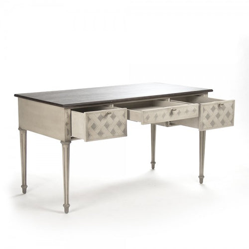 Zentique Sergei Desk Chocolate Brown Top/Taupe And Grey Base