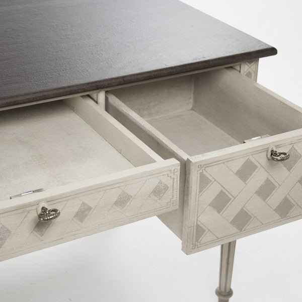 Zentique Sergei Desk Chocolate Brown Top/Taupe And Grey Base